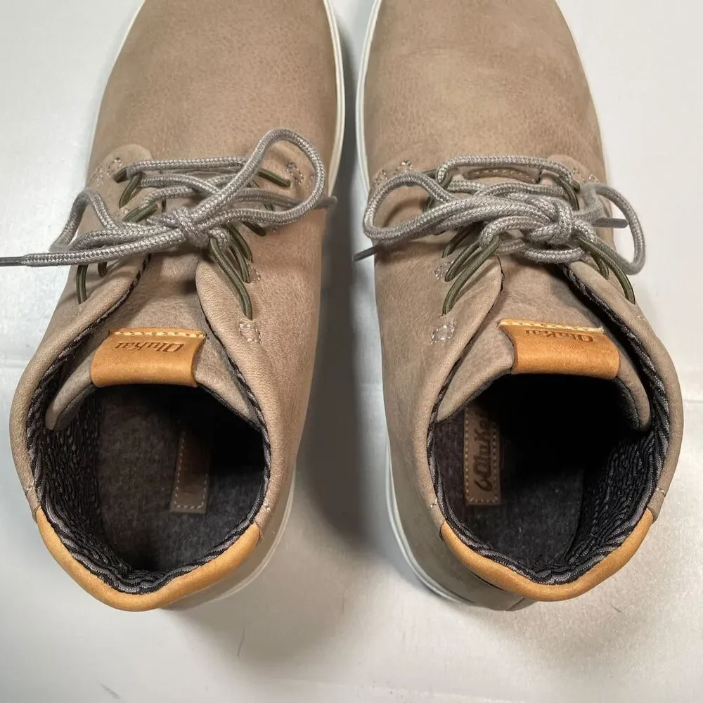Olukai Nana Hele Wai‘apo Chukka Boots Beige Sneakers Sheep Fur Men’s Size 9